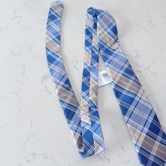 Tommy Hilfiger Men's Boston Classic Plaid Tie Blue Size Regular - Picture 6 of 7